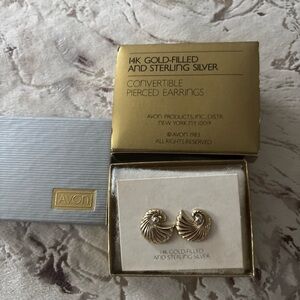 Avon 14K Gold-Filled and Sterling Silver Swirl Earrings